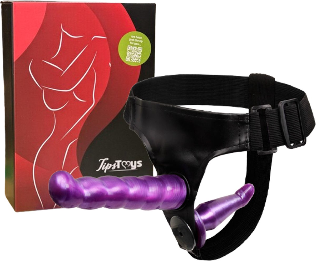 Goedkoopste TipsToys Strap On Voorbind Dildo - Buttplug Vibrator SexToys Paars