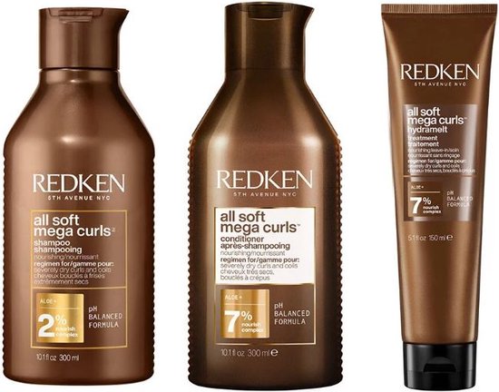 Redken Trio All Soft Mega Curls Shampoo 300ml | All Soft Mega Curls Conditioner 300ml | All Soft Mega Curls Hydramelt 150ml | Extra voordelig