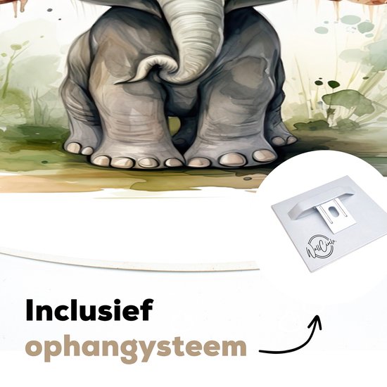 WallCircle - Cercle mural éléphant 60x60 cm - Cercle mural chambre enfant animaux - Décoration chambre fille moderne - Accessoires chambre garçon - Chambre enfant - Tableaux ronds chambre enfant - Décoration murale chambre fille - Décoration murale