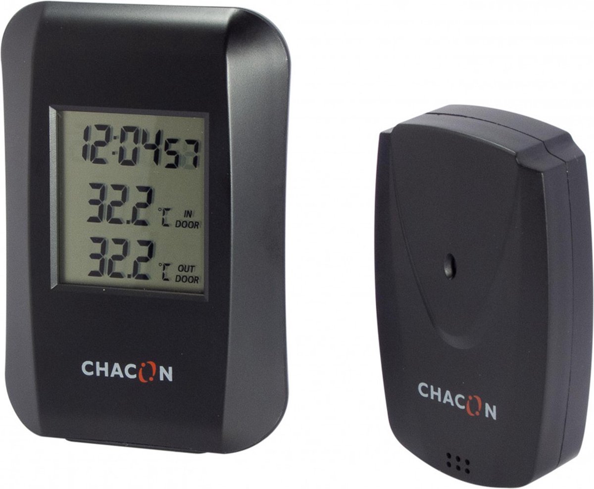 Chacon Draadloze Thermometer - Thermometer Binnen en Buiten - Weerstation - Zwart