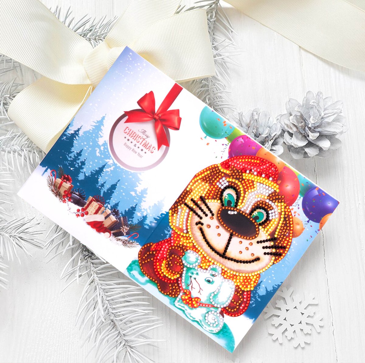 Huntex Diamond Painting Kerstkaarten - 8 Stuks 13x18cm - Complete Set — afbeelding 8