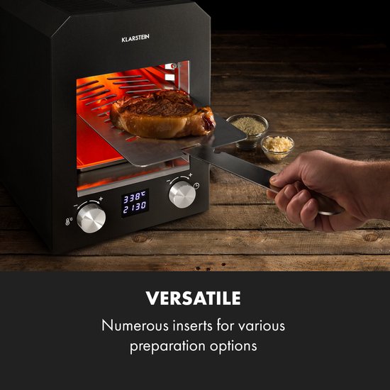 Klarstein Hannibal elektrische grill voor hoge temperaturen indoor 2.200W 850 °C zwart - 42 cm 13 kg - RVS - voor Keuken - LED Display Timer Compact - Elektrische BBQ - Tafelgrill - Indoor Grill - Tischgrill - Steakhouse Grill van Klarstein — afbeelding 4