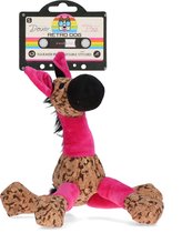 Retrodog Ezel Roze - Honden speelgoed - Hondenknuffel met piep - Gerecycled materiaal - Maat M
