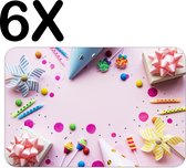 BWK Flexibele Placemat - Roze Party - Feest - Versiering - Achtergrond - Set van 6 Placemats - 45x30 cm - PVC Doek - Afneembaar