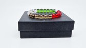 Bracelet Souvenir Fait Main Natuursteen – quartz quatre couleurs – « Drapeau de la Palestine »