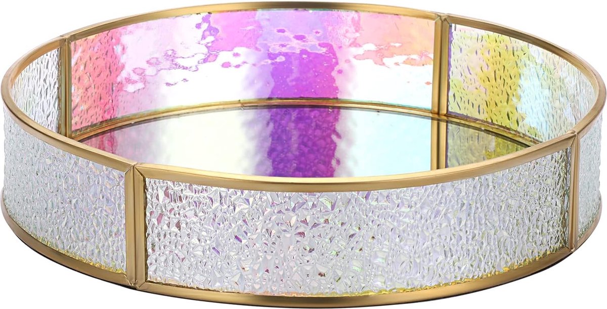 Stellar Plateau De Parfum Rond Doré – Rangement De Bijoux Avec Miroir – Pour Bijoux