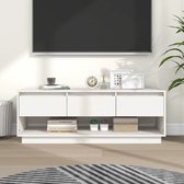 The Living Store Zwevend TV-meubel - Grenen - 110.5 x 34 x 40 cm - Wit