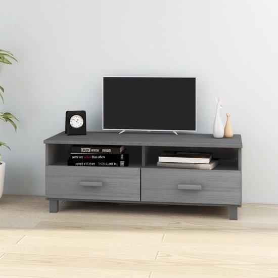 The Living Store HAMAR TV-meubel - donkergrijs - 106 x 40 x 40 cm - massief grenenhout