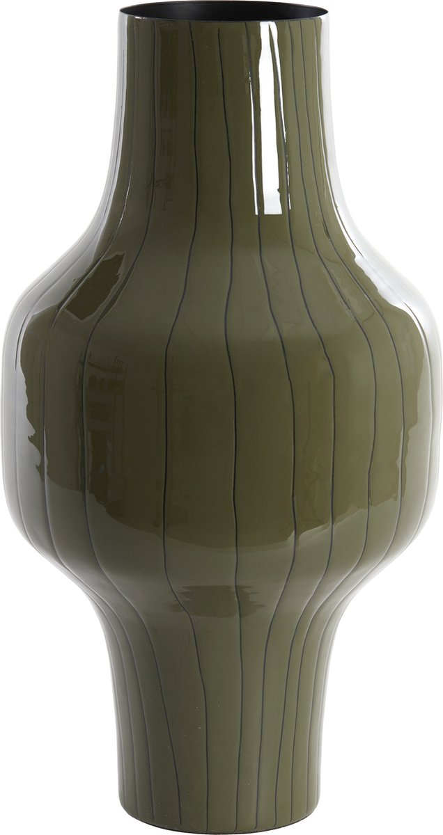 Light&living Vaas deco Ø27x49 cm SINDO glanzend donker olijf groen+zwart