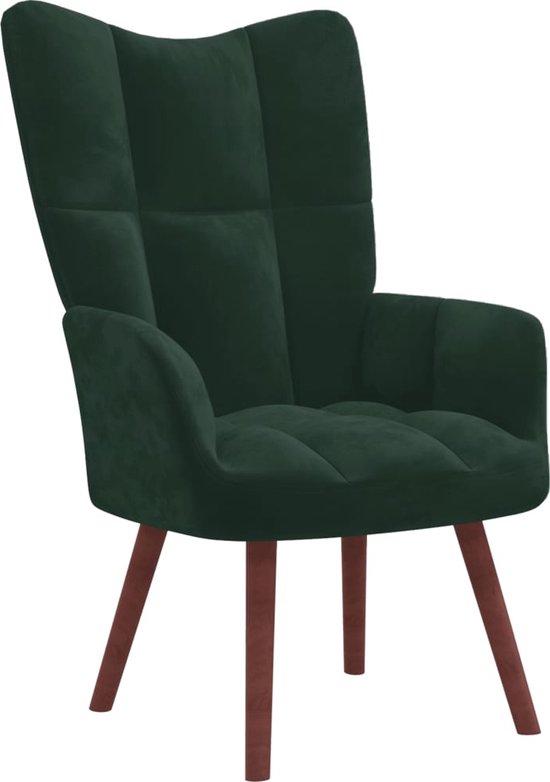 The Living Store Relax chaise velours 61,5 x 69 x 95,5 cm vert foncé