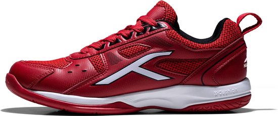 Chaussure de badminton Hundred Raze pour garçons (rouge/blanc, taille : EU 35, UK 1, US 2) | Matériel: polyester, caoutchouc | Protection des coussins | Semelle de haute qualité