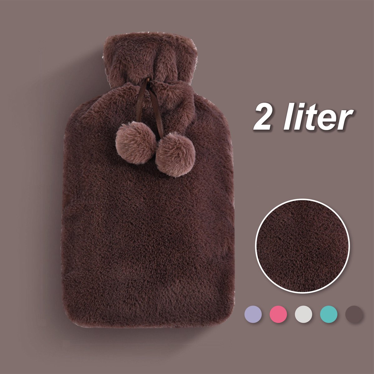Goedkoopste Colorful Sun® Kruik met Hoes 2L – Warm & Koud Gebruik – Pluche Warmwaterkruik – Nek-, Rug- & Buikverwarmer – Ideaal bij Spierpijn, Buikpijn & Koeling – Voor in Bed & Overdag – Perfect Cadeau – Bruin