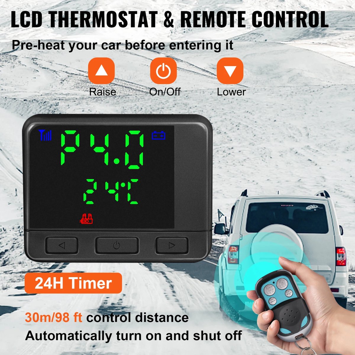 VEVOR Diesel Standkachel-3KW 12V-Luchtverwarmer met een LCD-schakelaar