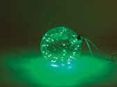 Splendeo Glasslight LED - boule LED en verre - transparent - 12 cm - 40 LED - vert - piles non incluses