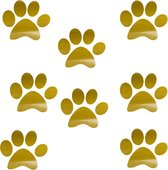 Hondenpootje / hondenpootjes - glans goud - autostickers - 8 stuks – 4 cm x 5 cm – hondenpoot - hondensticker