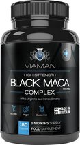 Viaman Black Maca Complex - Natuurlijk erectie supplement voor mannen - Krachtige formule met 180 capsules voor 6 maanden voorraad
