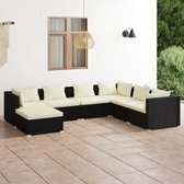 The Living Store Poly Rattan Lounge Set - Zwart - Modulair Design - Hoogwaardig Materiaal - Stevig Frame - Comfortabele Kussens