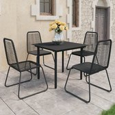 The Living Store Ensemble de salon de jardin - Rotin PVC - Acier - Table noire - 80 x 80 x 74 cm (L x L x H) - Chaise noire - 54 x 59 x 91 cm (L x L x H) - 4 chaises - Assemblage requis