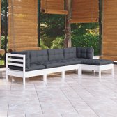 The Living Store Loungeset Grenenhout - Wit - 63.5x63.5x62.5 cm - Inclusief kussens