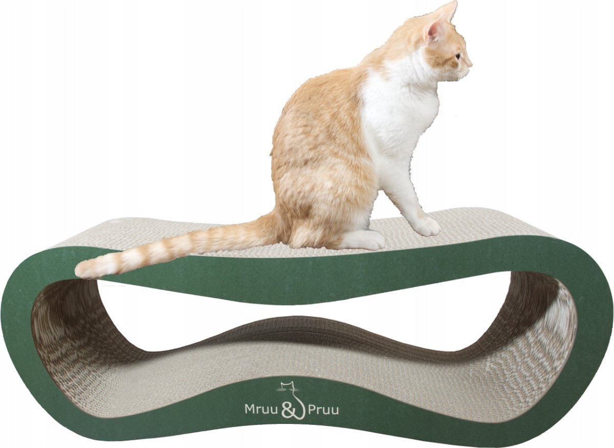 Mruu&Pruu GROTE KARTONNEN KAT SCRATTER LEON GROEN 78x28x24 cm