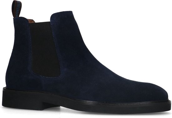 Manfield - Heren - Blauwe suède chelsea boots - Maat 43