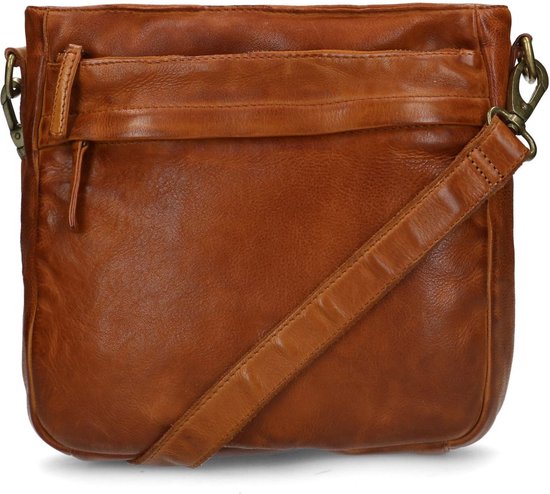 Manfield - Cognac leren schoudertas