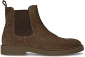 Manfield - Heren - Donkerbruine suède chelsea boots - Maat 40