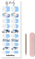 By Emily® Gel Nagel Wraps 'Blissful Leafy Blue' - Gellak Stickers - SpringNails- Lente - UV Lamp Gelnagels - Langhoudende Nagelstickers - Nail Art Folie - 20 Stickers - UV LED Lamp Vereist