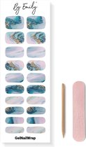 By Emily® Gel Nail Wraps & Gellak Stickers - Aqua Marble - Nagelstickers - Gel Nagel Folie - DIY Manicure - Langhoudende Nail Art - UV LED Lamp Vereist - Trendy Designs - SpringNails- Lente - Nagels Inspiratie - Veilig voor Nagels - 20 Stickers