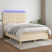 The Living Store Boxspring Crème 140x200 - LED - Pocketvering