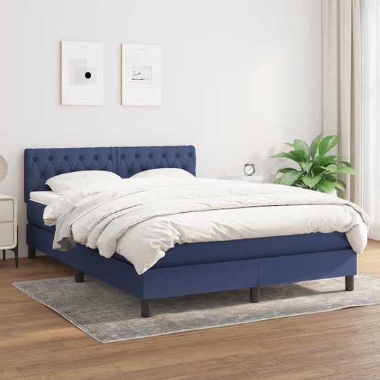 The Living Store Boxspringbed - Pocketvering - Middelhard - 140 x 200 cm - Blauw