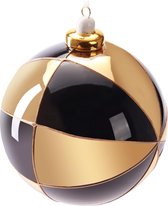 BRUBAKER Premium Kerstballen Met Goud En Zwart Patroon, 10 Cm Glazen Kerstballen Met Porseleinen Topper - Handgemaakt - Kerstboom Ornament Hanger - Kerstversiering Bal