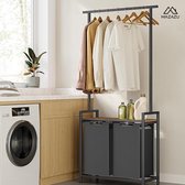 Bol.com MIRA Home - Wasmand - Kledingrek - Wassorteerder - 2x46 Liter - 73x33x177 aanbieding