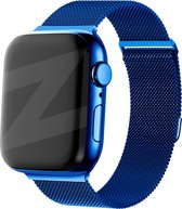 Bandz Milanese loop band geschikt voor Apple Watch 1/2/3/4/5/6/8/9/SE - Maat 38 / 40 / 41 mm - Hoogwaardig gevlochten stalen materiaal smartwatchbandje - Milanees bandje met magneetsluiting - blauw Milanees Apple Watch bandje