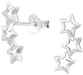 Joy|S - Zilveren ster oorbellen - 3 sterren - 5.3 x 13.9 mm - oorknoppen