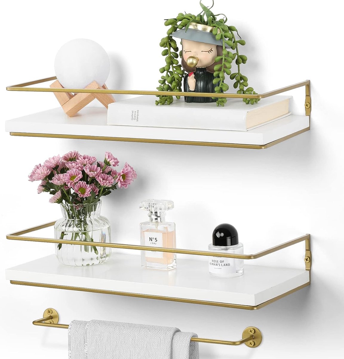 Wandrek, planken, kruidenrek, moderne wanddecoratie, boekenkast