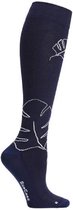 Supcare compressie sokken maat L (43-45) – monstera navy blue - trendy compressiekousen – steunkousen – ademend – gezwollen, vermoeide en pijnlijke benen & voeten – spataderen - dagelijks gebruik – vliegreizen – zwangerschap – dames en heren