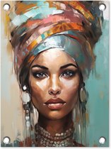 Décoration de Jardin Femme - Art - Bijoux - Portrait - 30x40 cm - Toile de jardin - Poster extérieur