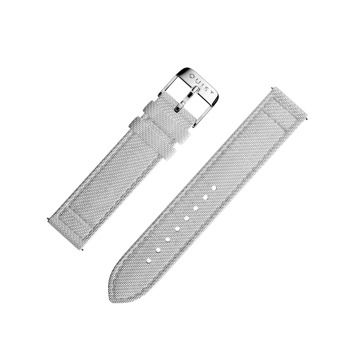 QUIST - horlogebandje - lichtgrijs linnen - zilveren sluiting - 18mm