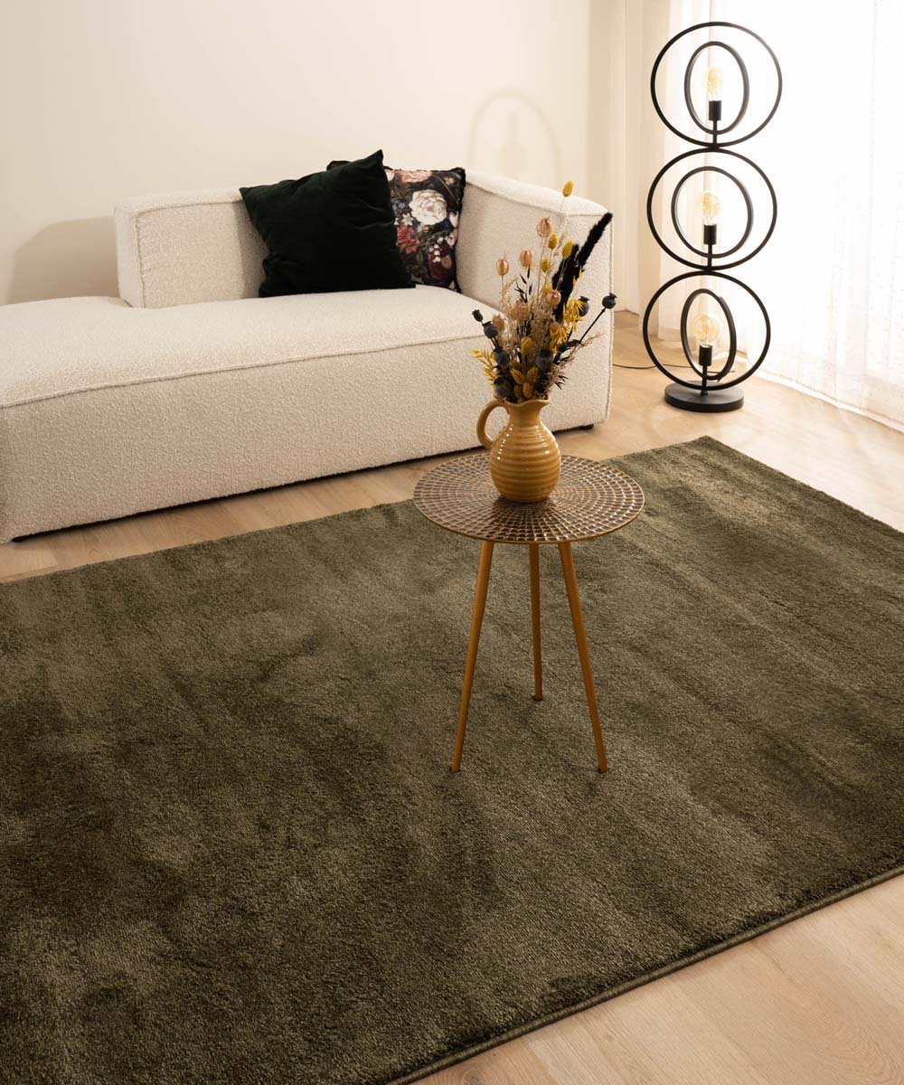 Velours vloerkleed - Flair olijfgroen 300x400
