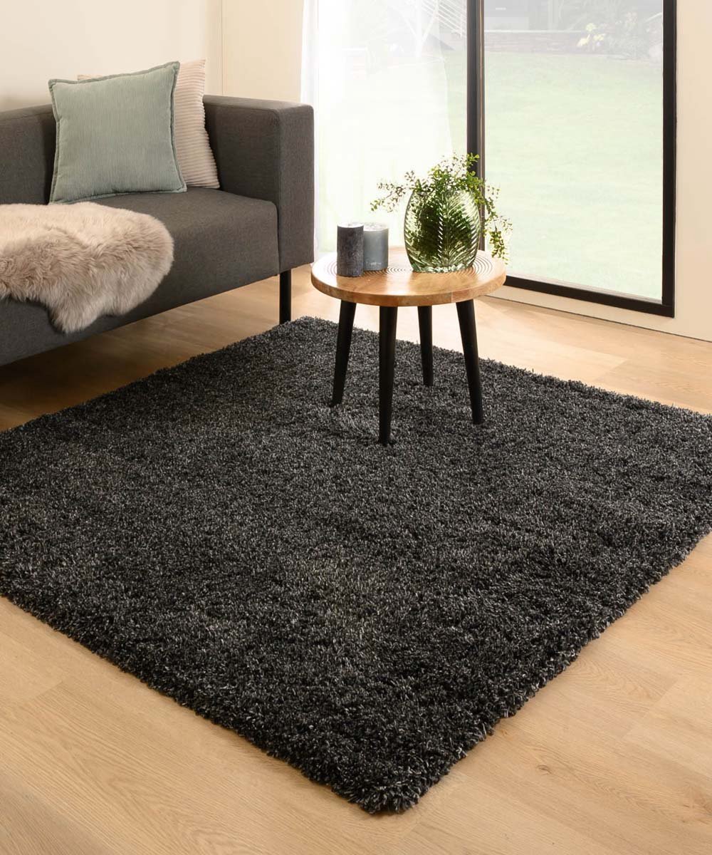Vierkant hoogpolig vloerkleed - Cozy Shaggy - antraciet 200x200 cm