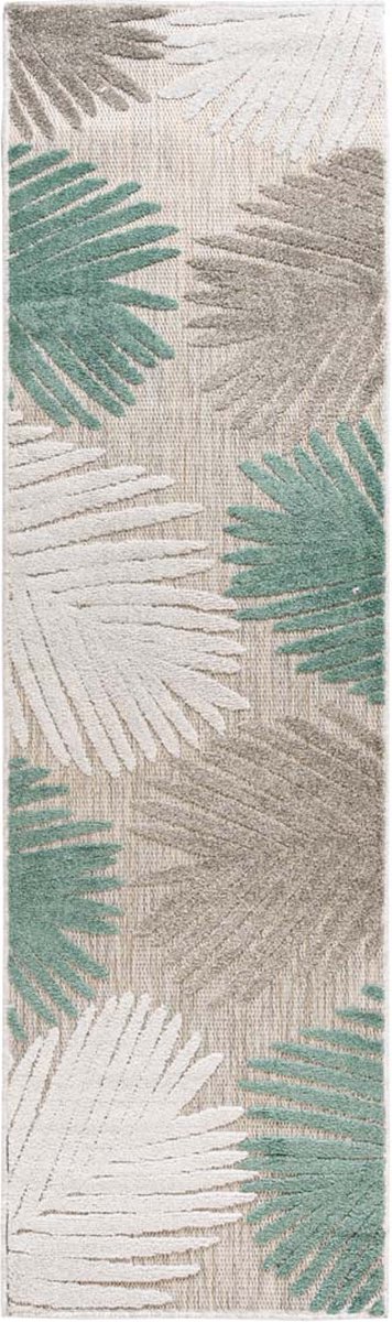Balkonkleed palmbladeren - Verano grijs/mint 66x230 cm