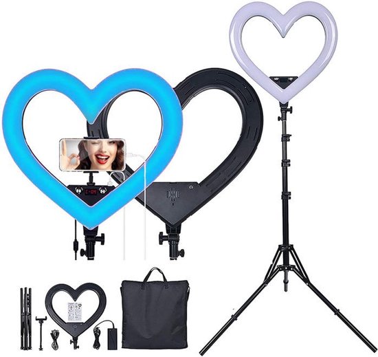 LuminexPro Heart Ringlamp Fotografie Verlichting Met Statief - TikTok -Youtube Video - LED Ringlamp - Ring Light - ringlamp - flitser - Make-up - Selfie light