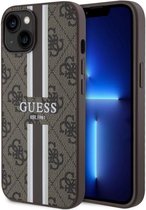 Guess 4G Printed Stripe Back Case (MagSafe Compatible) - Geschikt voor Apple iPhone 14 Plus (6.7") - Bruin