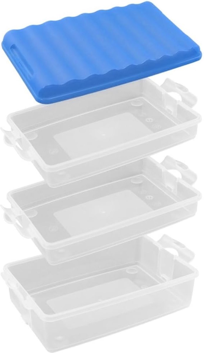 Lunchbox met meerdere vakken stapelbare slice box voor in de koelkast lekvrije lunchbox met deksel ca. 25 x 15 5 x 14 cm (1 set blauw)