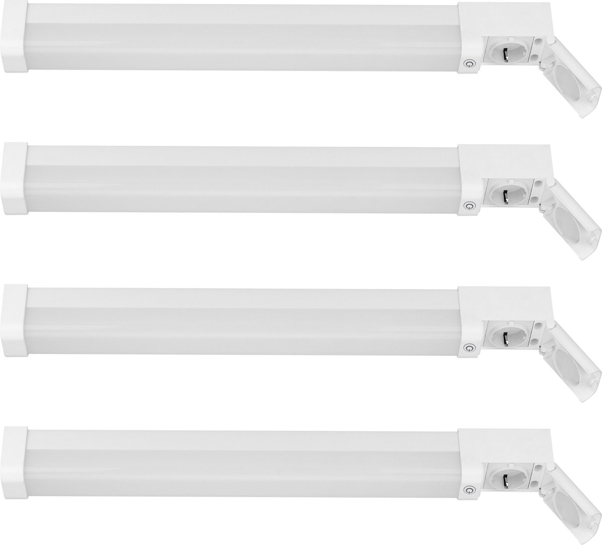 Premium LED TL-Verlichting 60 cm met armatuur - licht bakken - Onderbouwverlichting - Dimbaar TL Verlichting - extra stopcontact - 4PACK - Buislamp