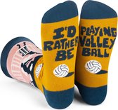 Chaussettes amusantes pour le volleyeur avec texte sur la semelle : Je préfère jouer au Volley-ball - taille 44 - Beach volley
