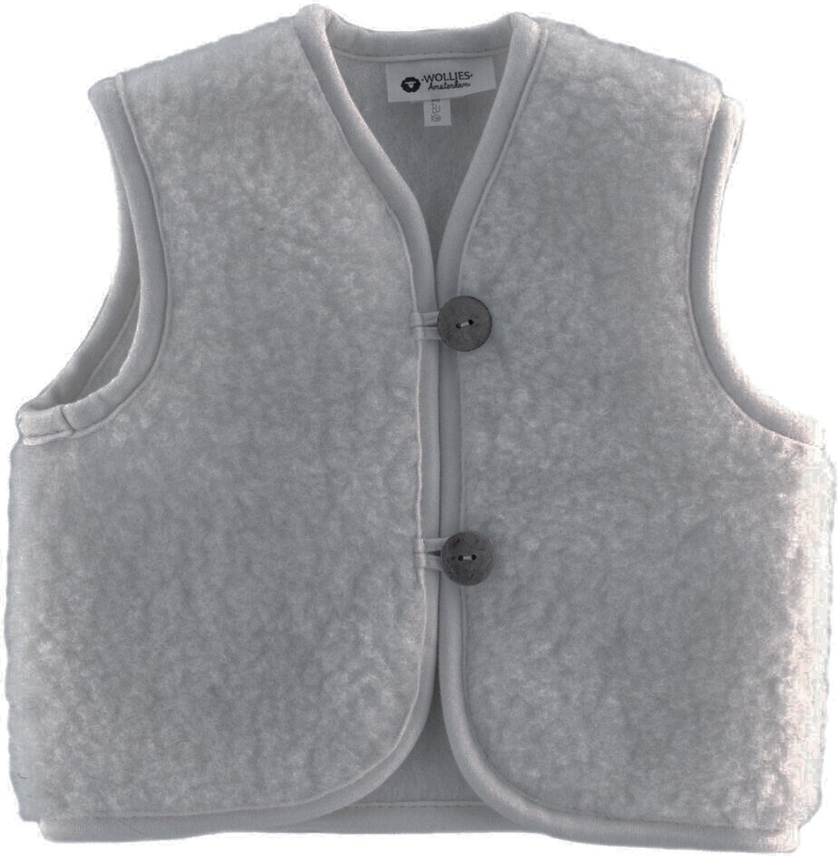 WOLLIES Amsterdam - Wollen Kinder Vest - 100% Merino Wol - 92-98 - Lichtgrijs