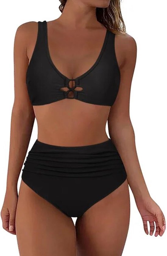 Hoge taille bikini set - Uitgehold - Sexy transparante banden - Badpak - Badkleding - Zwemmen - Zomer - Vakantie - Merkloos