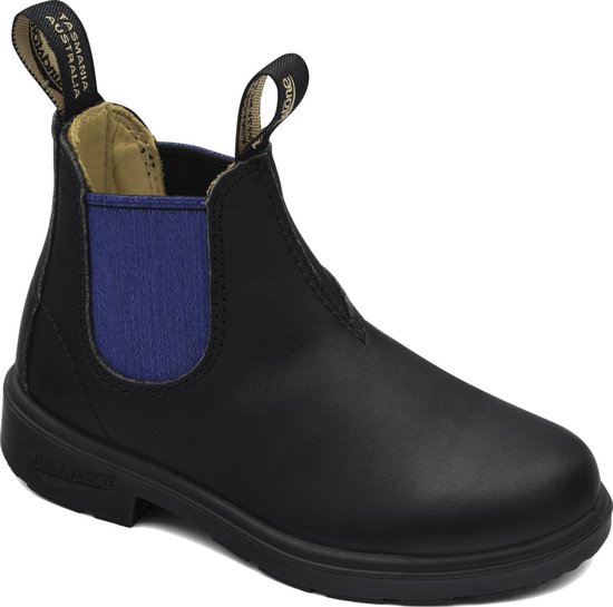 Blundstone Kinder Stiefel Boots #580 Leather Elastic (Kids) Black/Blue-K10UK